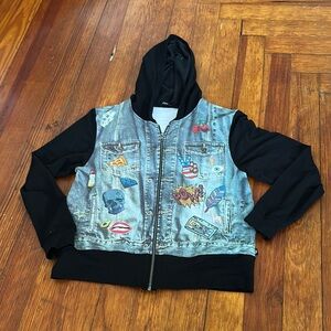 Black and Blue Graphic Hoodie Jacket